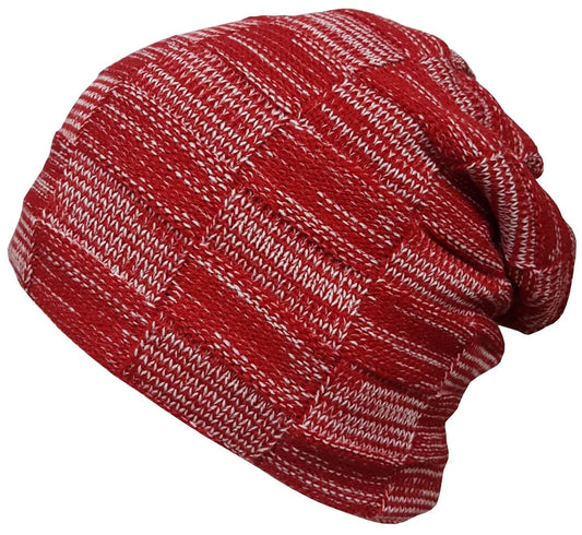 Beanie Hat, Red, Chequered, Slouch