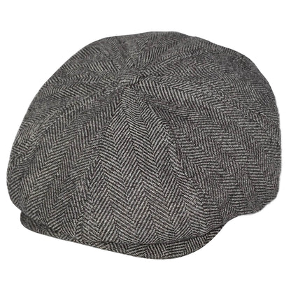 Newsboy Cap, Grey, Herringbone, Baker Boy Hat