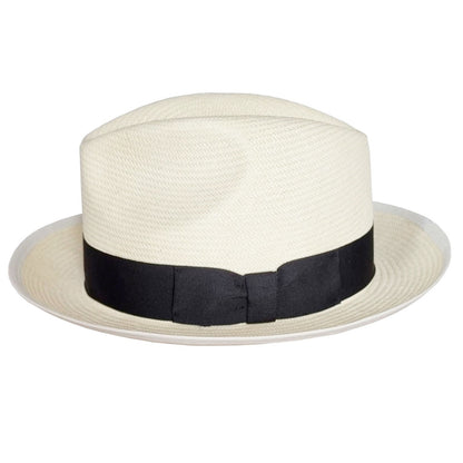 Panama Hat, Bleach White, Straw Trilby, Fedora, Side View