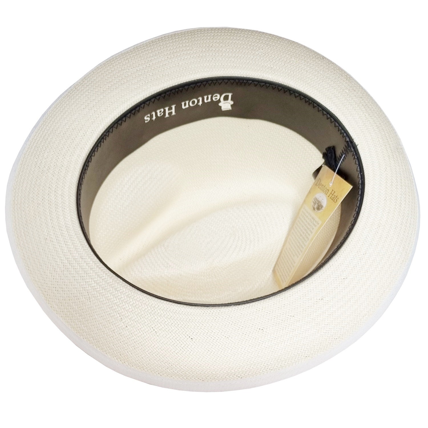 Panama Hat, Bleach White, Straw Trilby, Fedora, Interior View