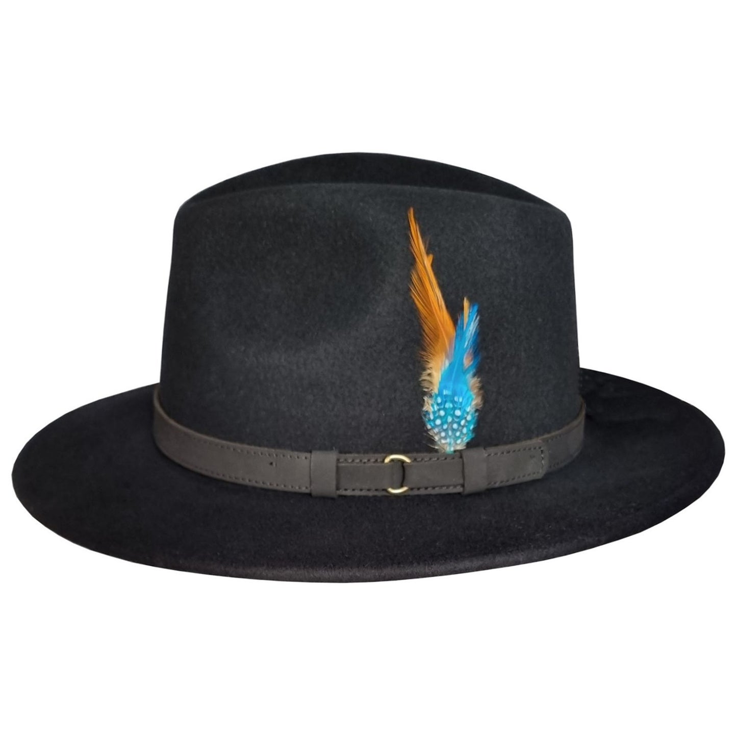 Fedora Hat, Black, Cowboy, Wool, Side View