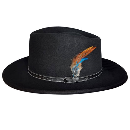 Fedora Hat, Black, Felt, Side View