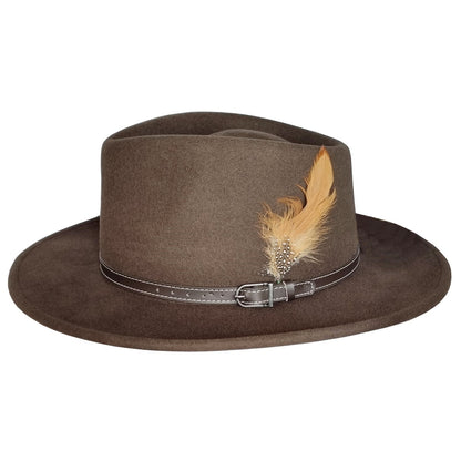 Fedora Hat, Brown, Felt, Side View