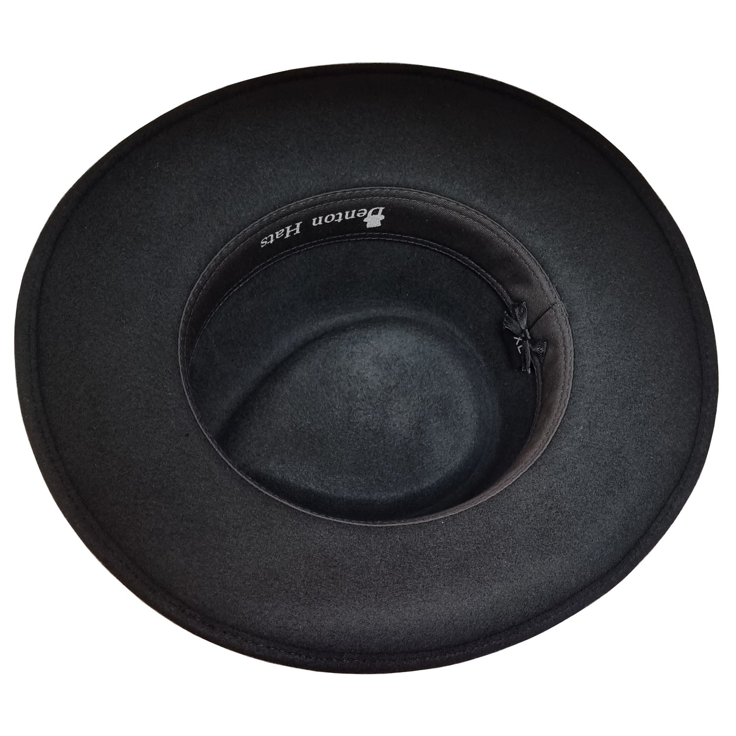 Fedora Hat, Black, Felt, Interior View