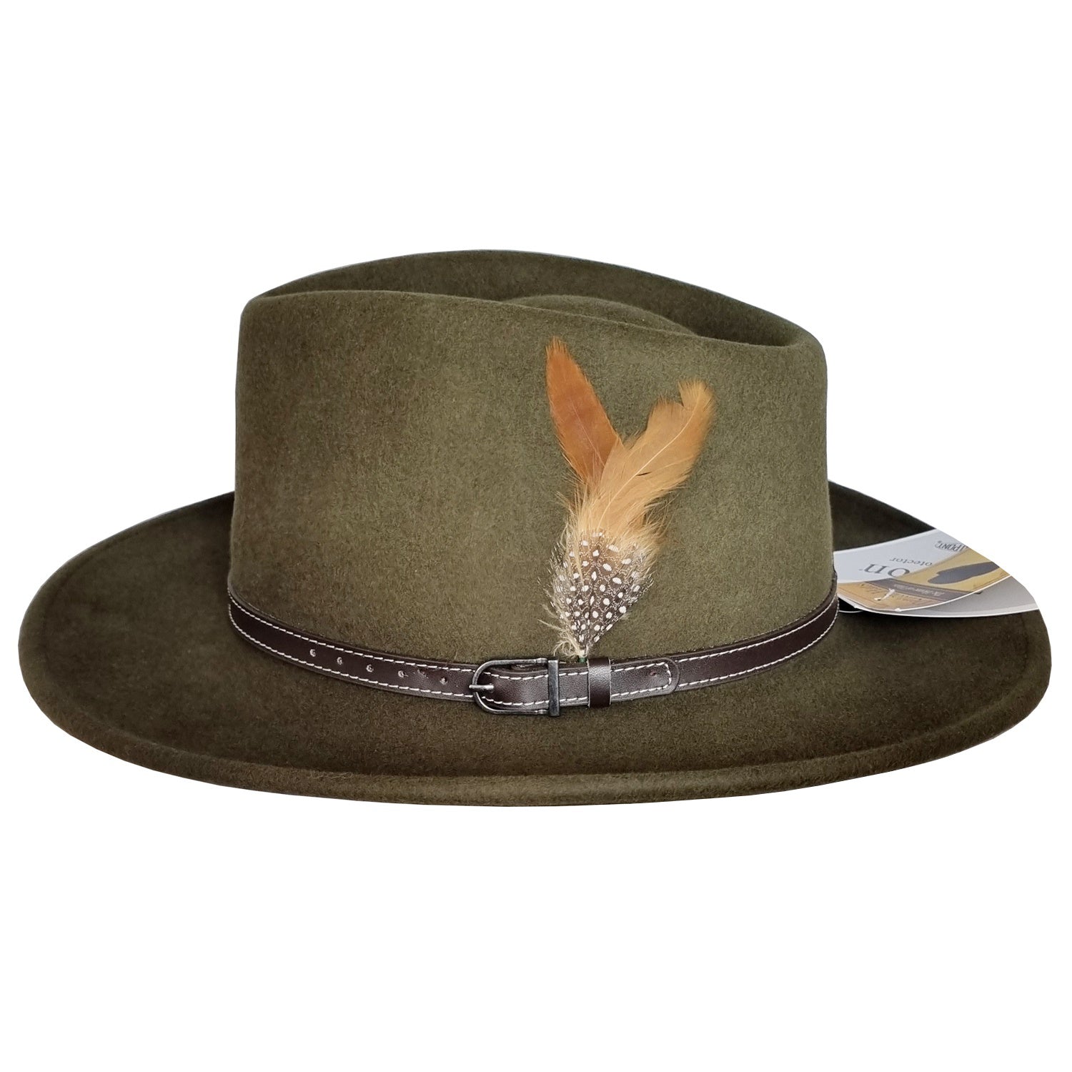 Fedora Hat, Green, Felt, Side View