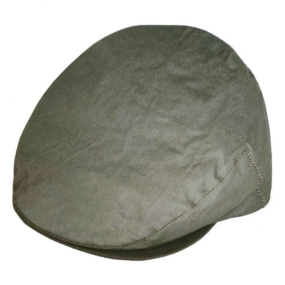 Waxed Flat Cap, Olive Green, Rain Cap