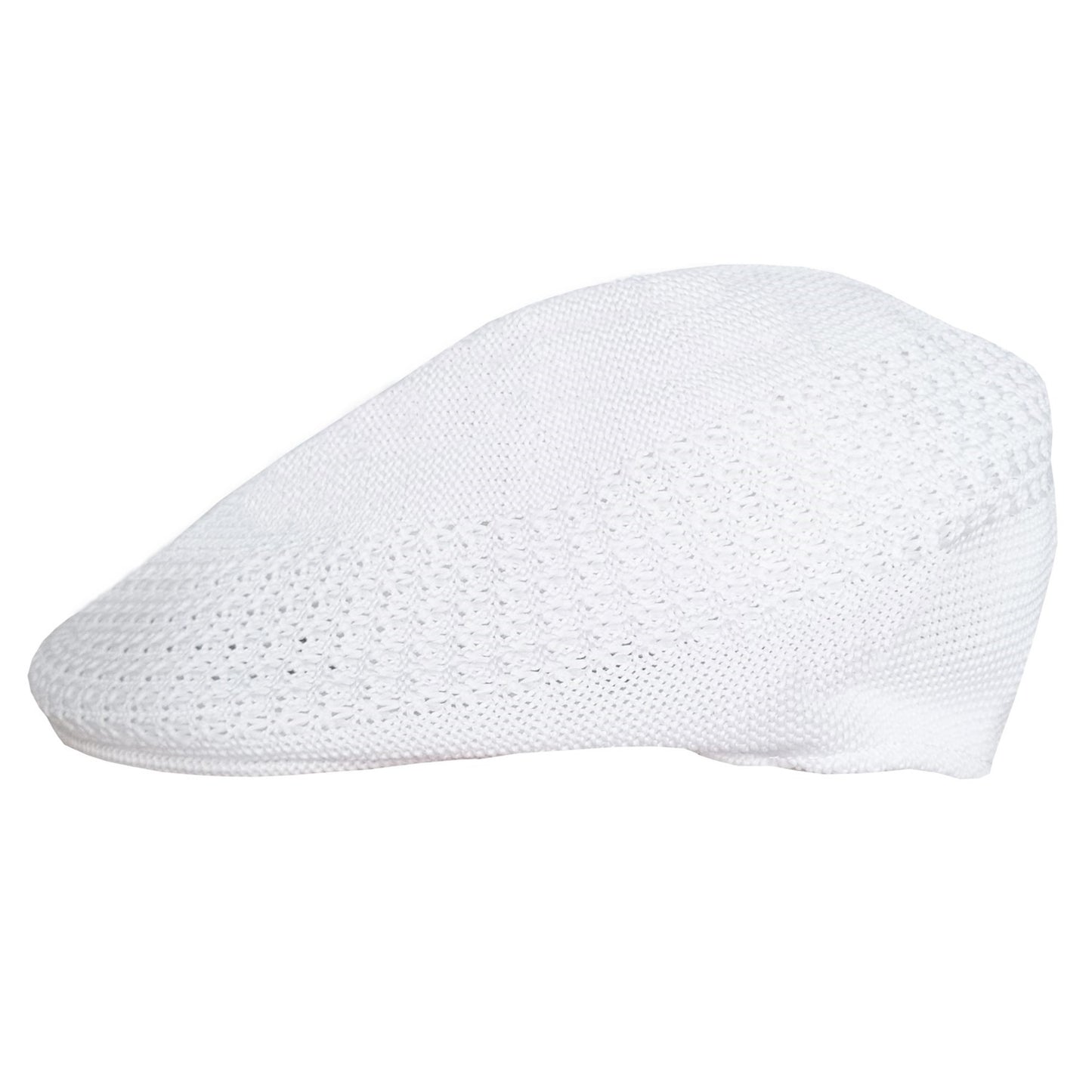 Flat Cap, White, Bowls Hat, Side View