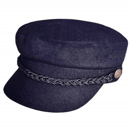 Breton Cap, Navy Blue, Wool, Fiddler