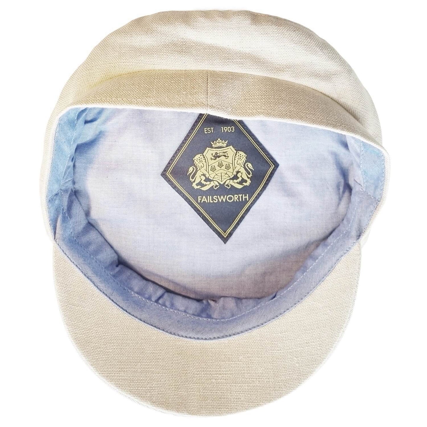 Mariner Cap, Natural, Breton Hat, Linen, Lining View