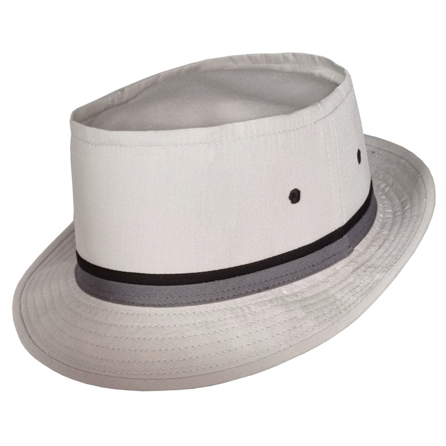 Bucket Hat, Light Grey, Pork Pie, Side View