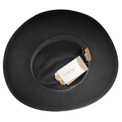 Cowboy Fedora Hat, Black, Wool Felt, Lining View