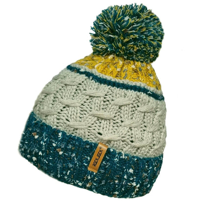 Beanie Hat, Grey, Lined, Pom Pom