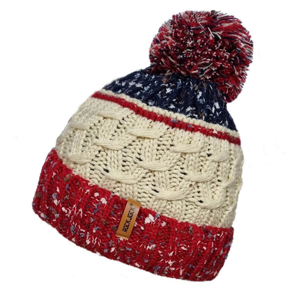 Beanie Hat, Cream, Lined, Pom Pom