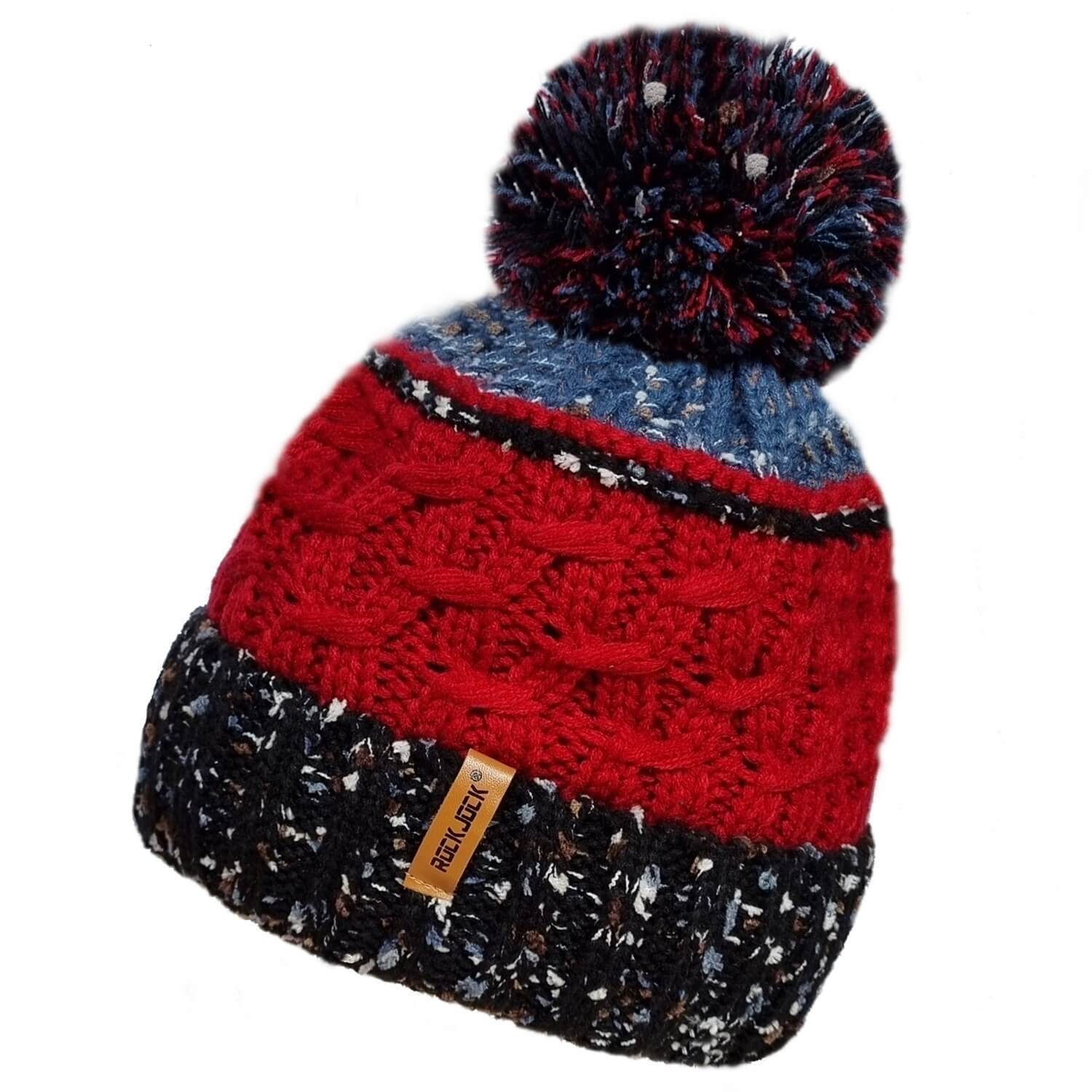 Beanie Hat, Red, Lined, Pom Pom