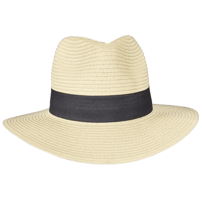 Straw Fedora Hat, Cream, Panama, Front View