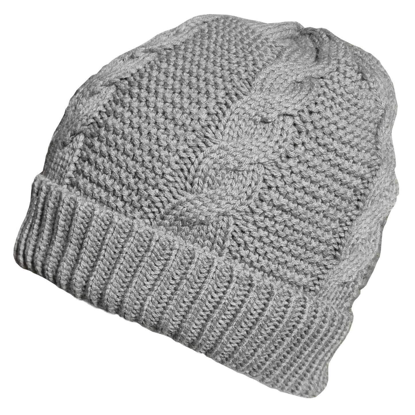 Beanie Hat, Grey, Cable Knit