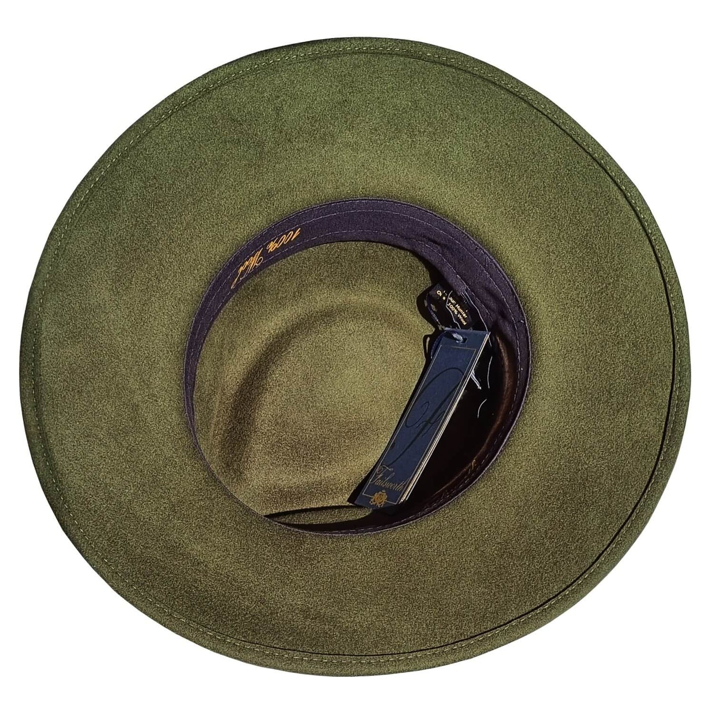 Fedora Hat, Green, 100% Wool, Lining View