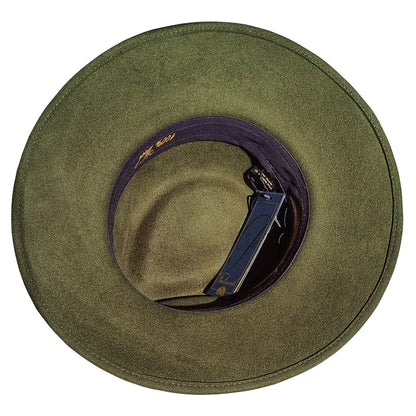 Fedora Hat, Green, 100% Wool, Lining View