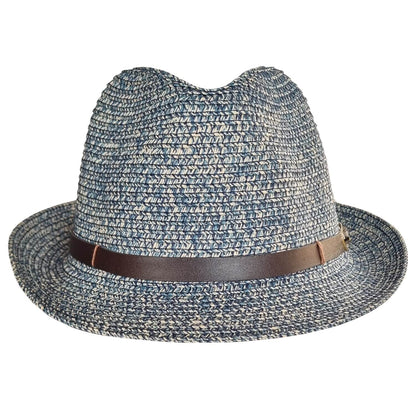 Trilby Hat, Blue, Straw, Lightweight, Front View