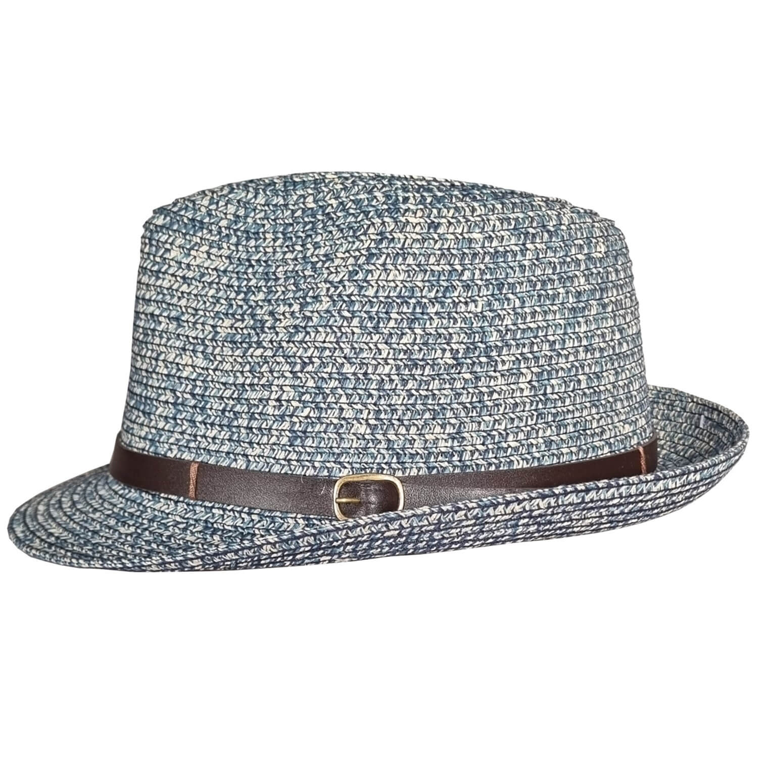 Trilby Hat, Blue, Straw, Lightweight, Side View