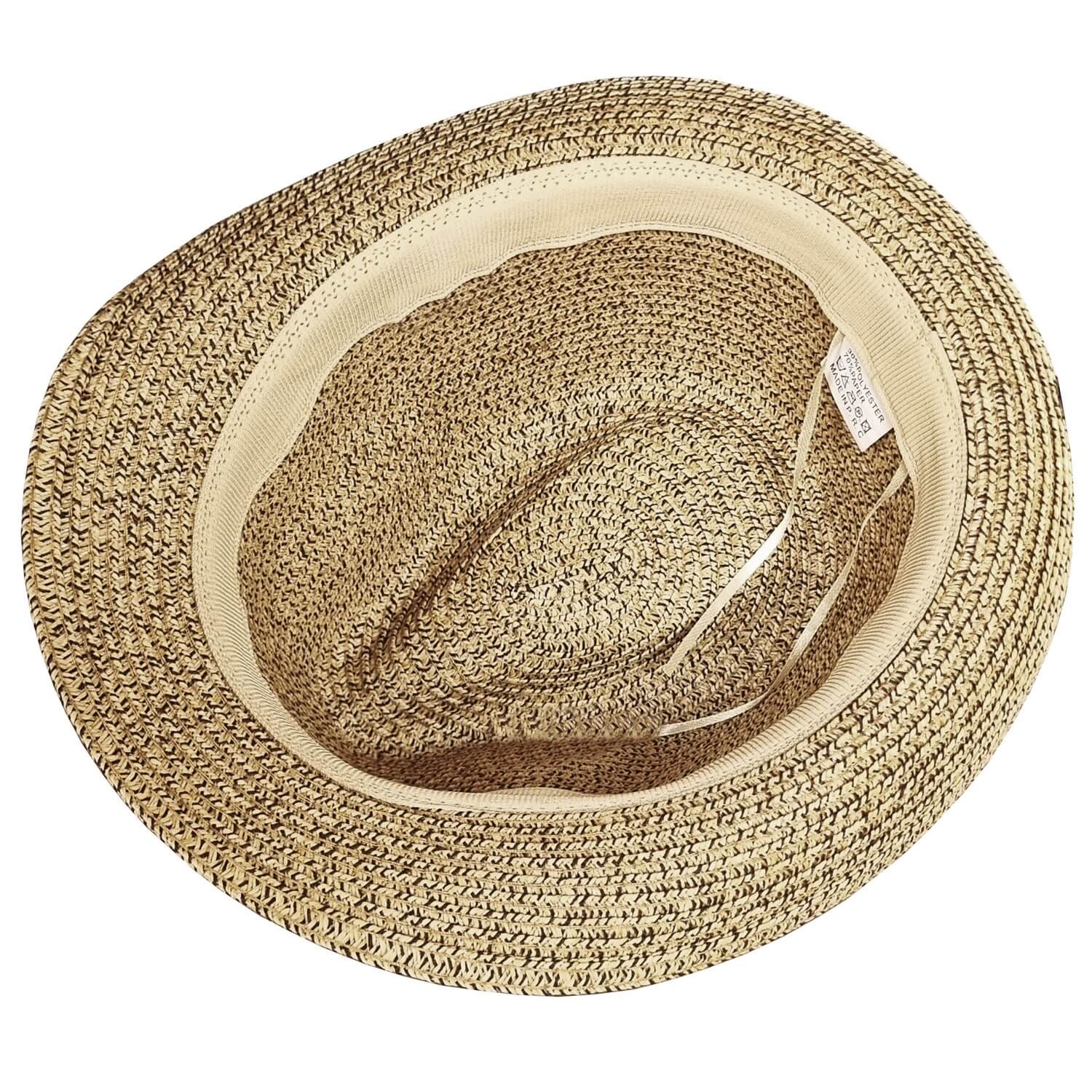 Trilby Hat, Beige, Straw, Lightweight, Interior View