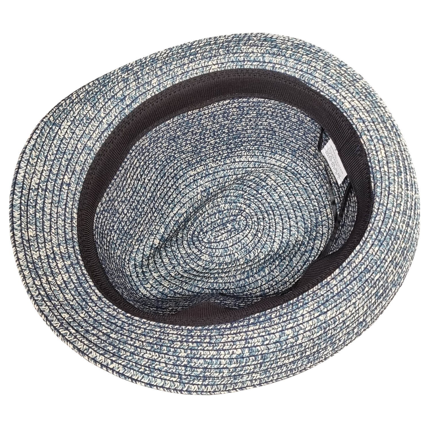 Trilby Hat, Blue, Straw, Lightweight, Interior View