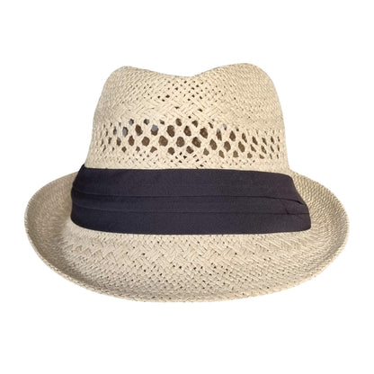 Trilby Hat, Beige, Straw Sun Hat, Front View