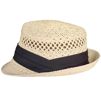 Trilby Hat, Beige, Straw Sun Hat, Side View