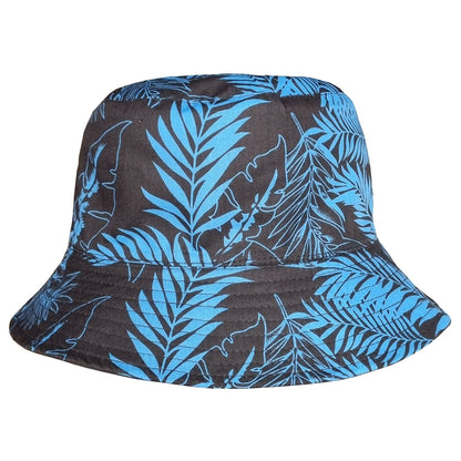 Bucket Hat, Blue & Black, Sun Hat, Leaf Design