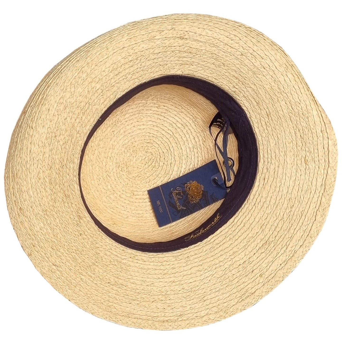 Wide Brim Sun Hat, Natural, Straw, Failsworth, Interior View