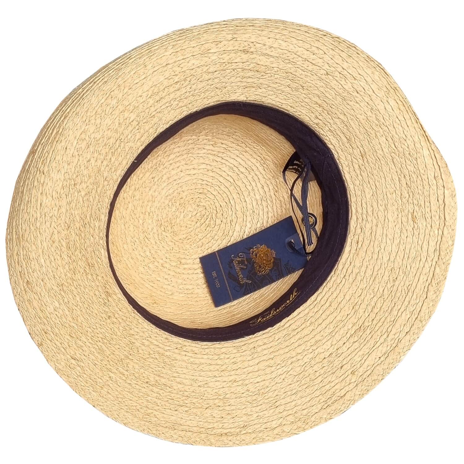 Wide Brim Sun Hat, Natural, Straw, Failsworth, Interior View