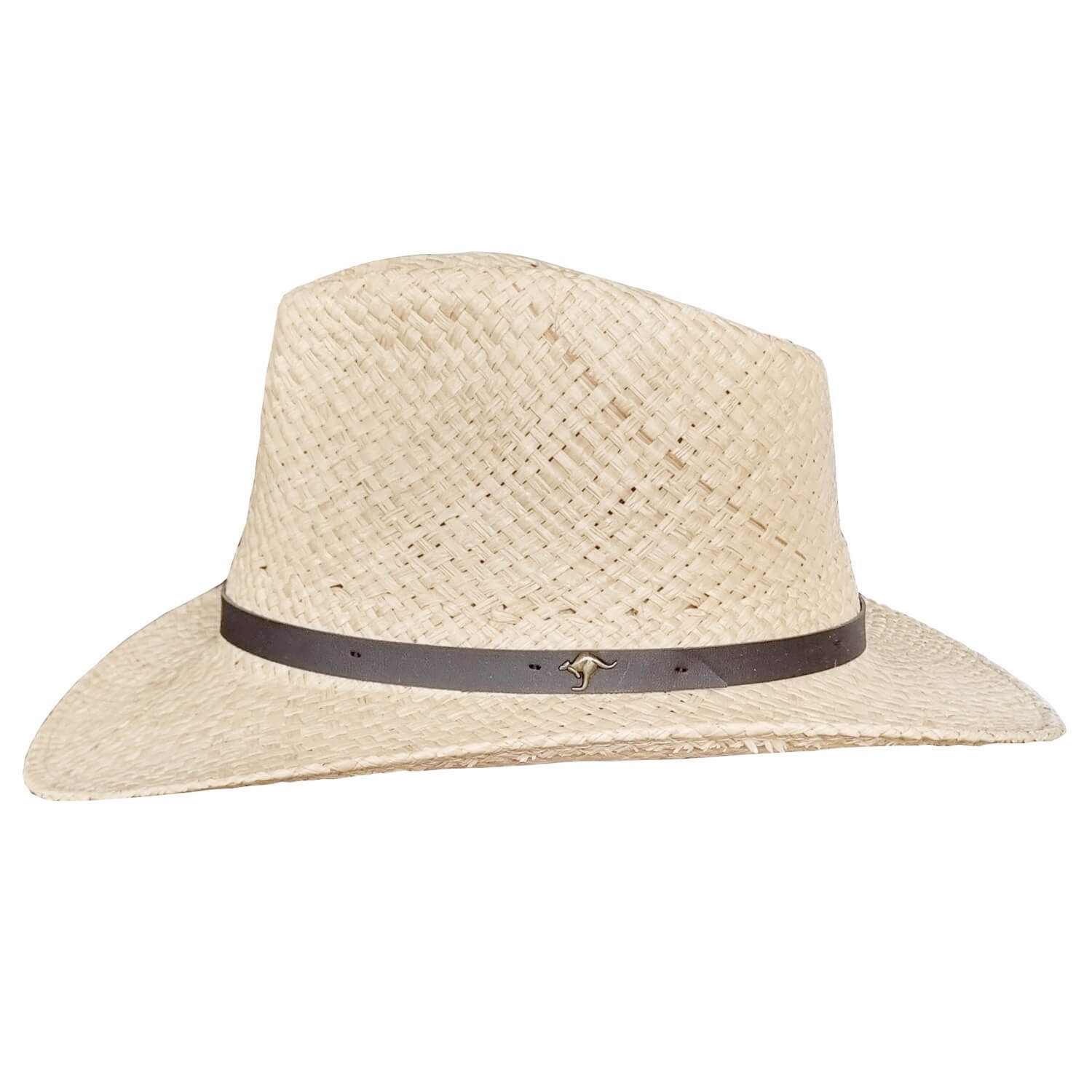 Raffia Straw Sun Hat, Natural, Cowboy Hat, Side View