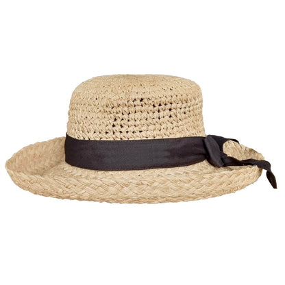 Raffia Straw Sun Hat, Natural, Wide Brim, Side View