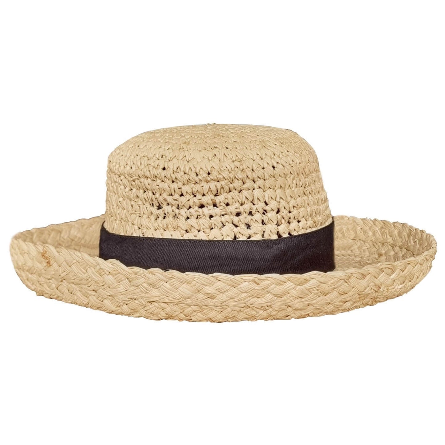 Raffia Straw Sun Hat, Natural, Wide Brim, Front View