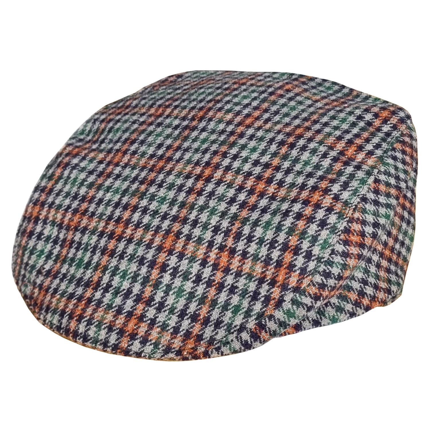 Flat Cap, Orange & Green, Tweed Cap