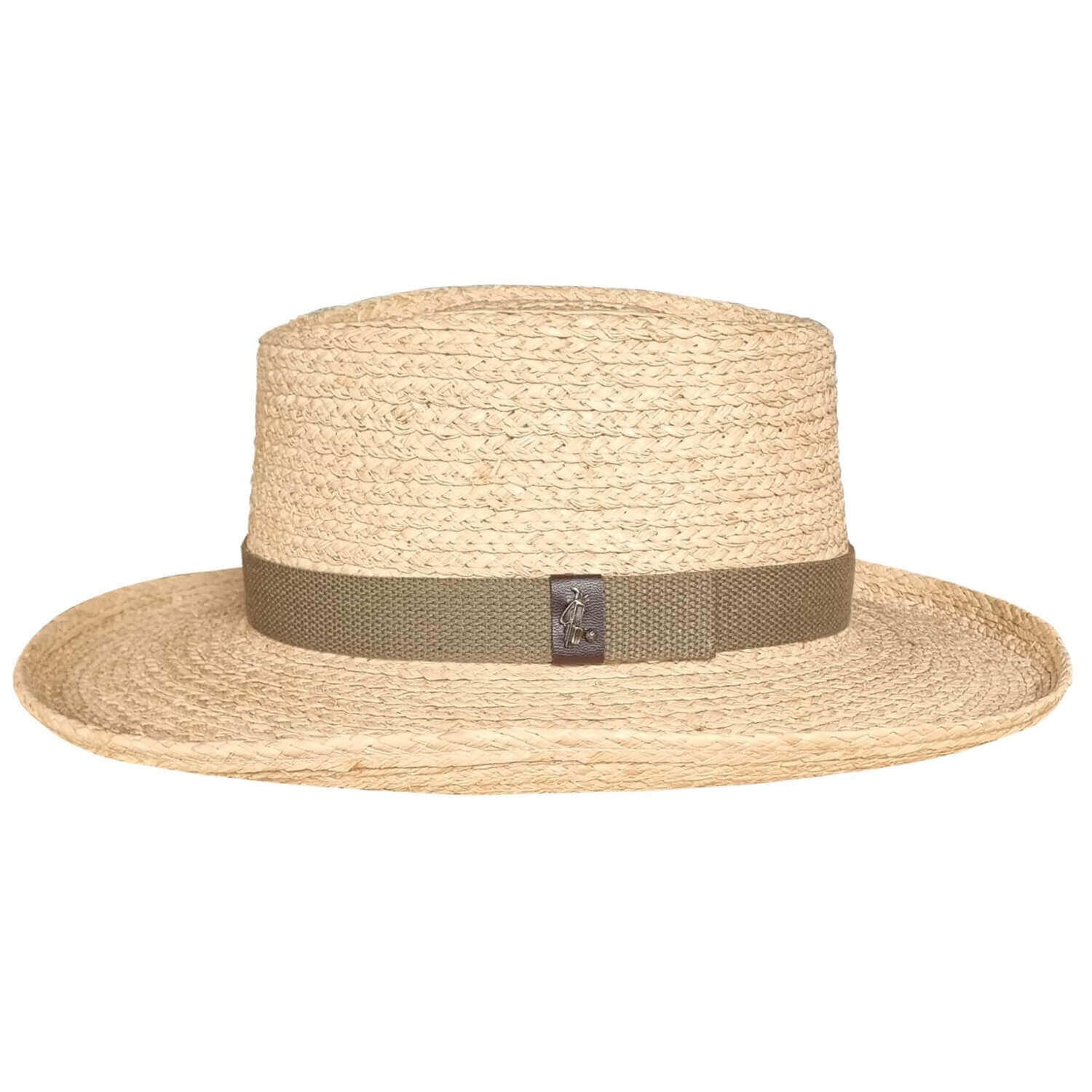 Straw Gambler Hat, Natural, Raffia Straw Cowboy Hat, Side View