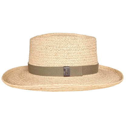 Straw Gambler Hat, Natural, Raffia Straw Cowboy Hat, Side View