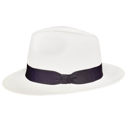 Panama Hat, Bleached, Straw Fedora, Side View