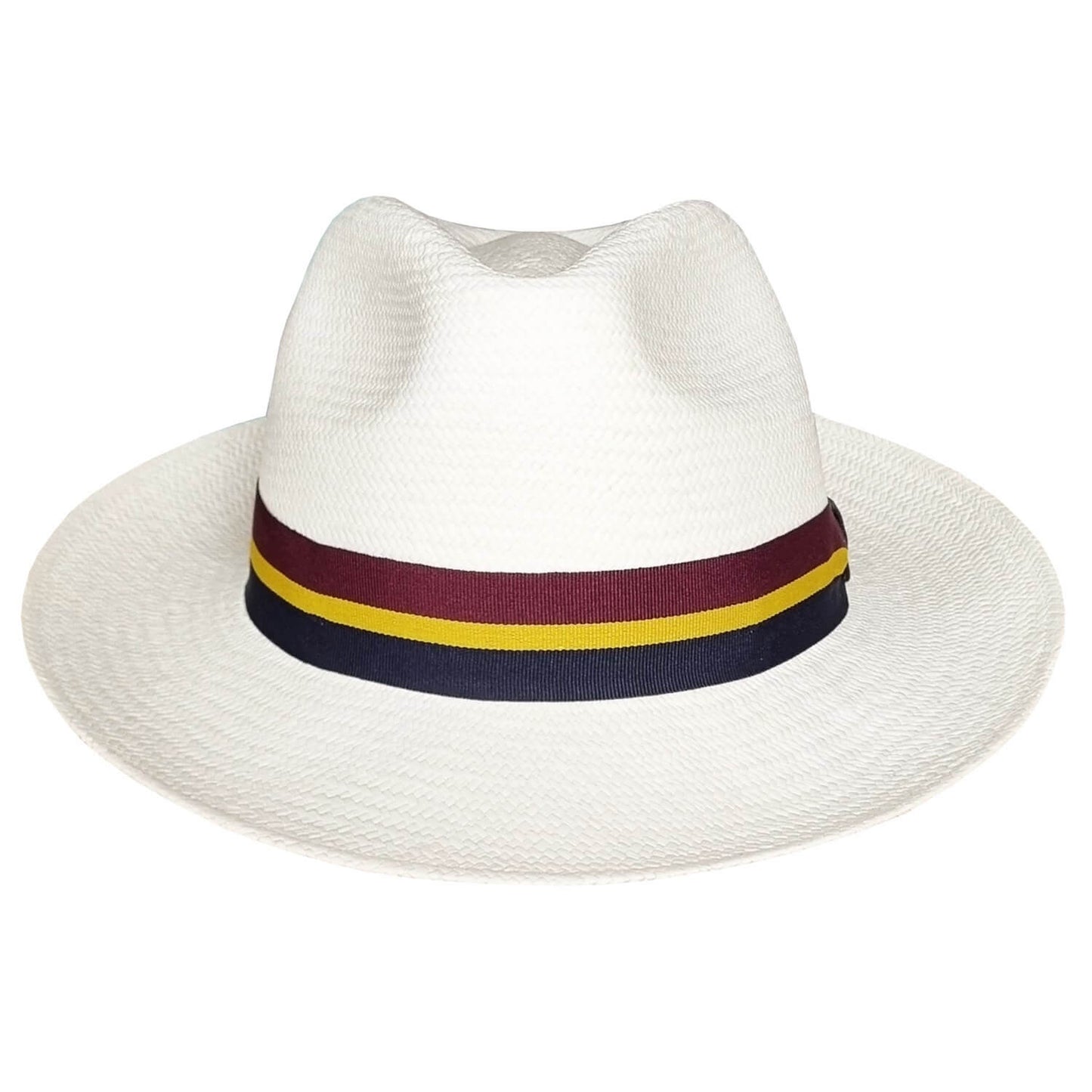 Straw Panama Hat, Bleached, Front View, Fedora