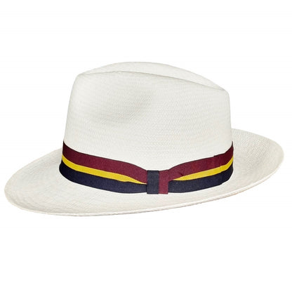 Straw Panama Hat, Bleached, Side View, Fedora