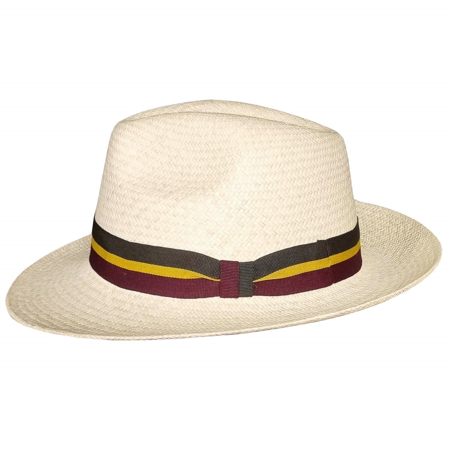 Straw Panama Hat, Natural, Side View, Fedora