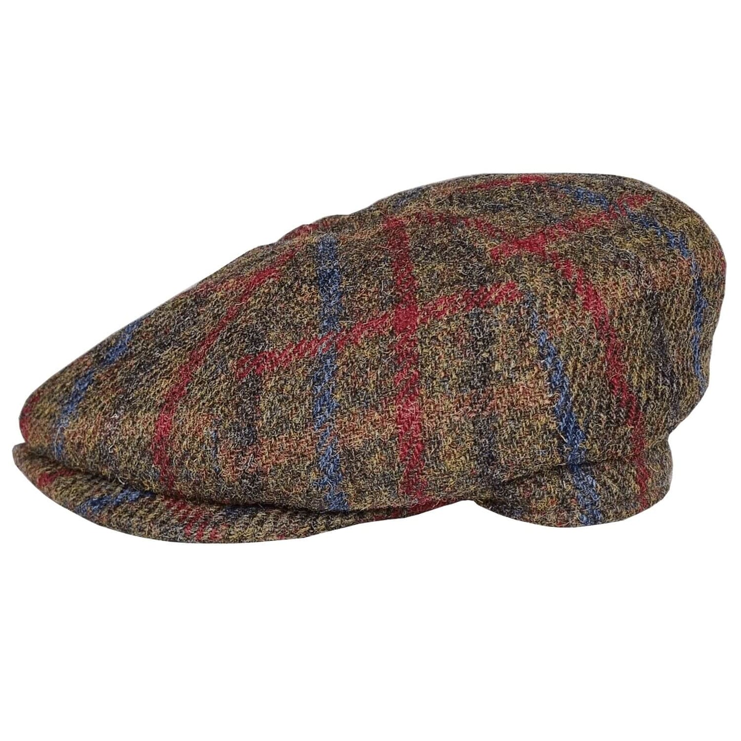 Bakerboy Cap, Brown, Harris Tweed, Newsboy Cap, Side View