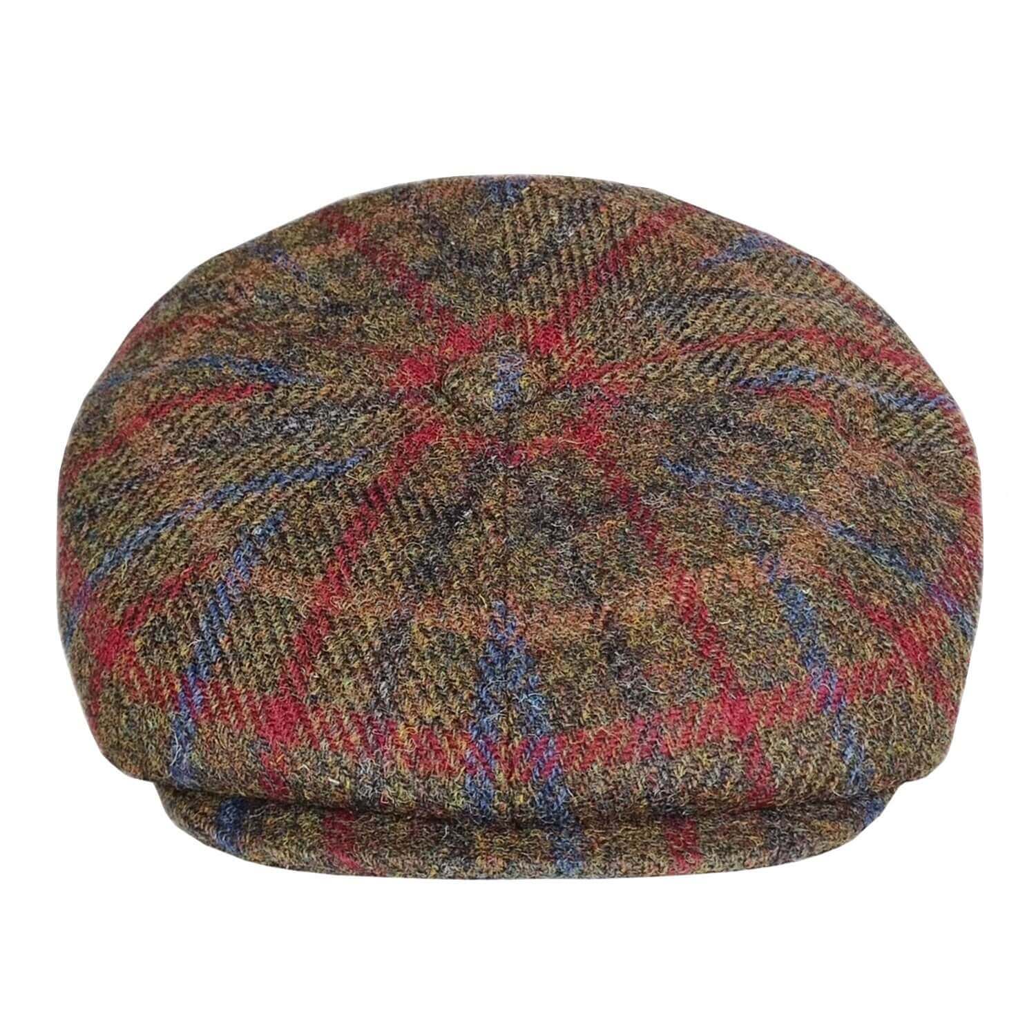 Bakerboy Cap, Brown, Harris Tweed, Newsboy Cap, Front View