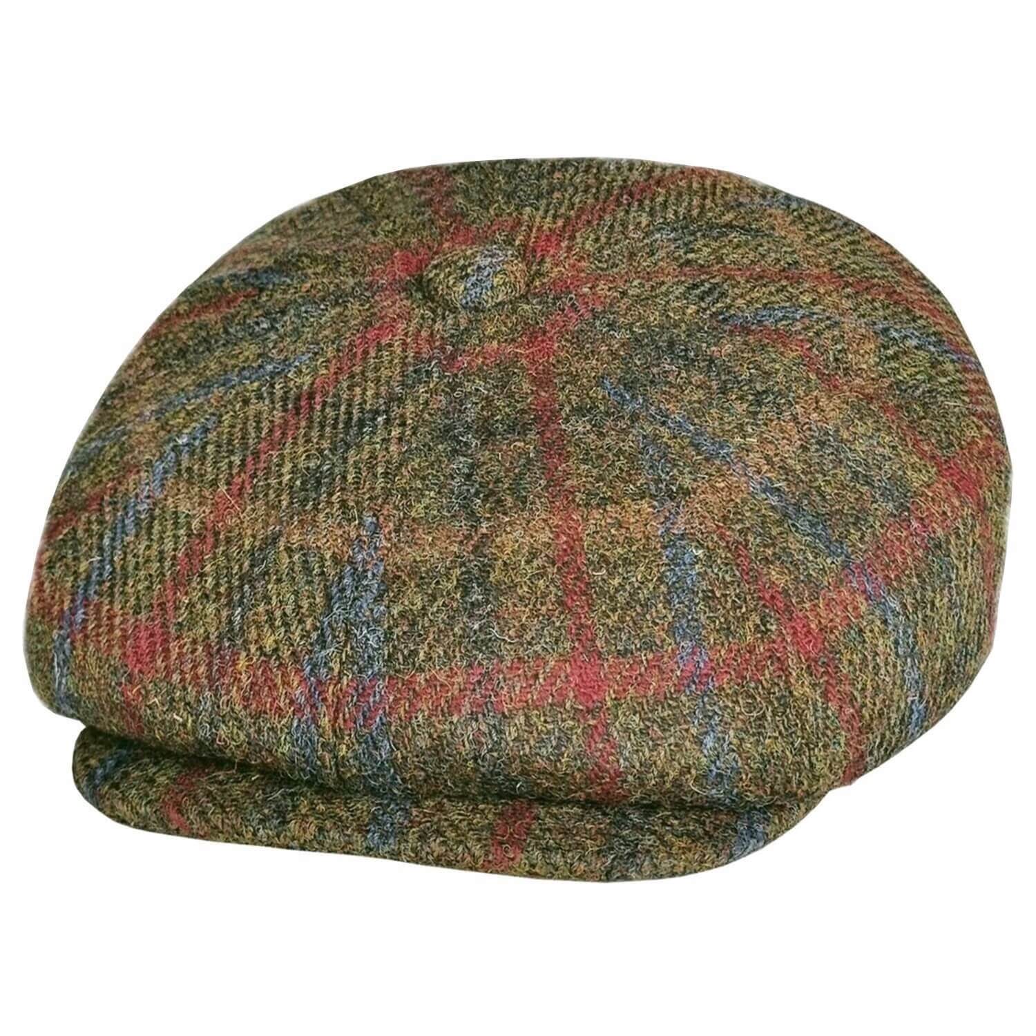 Bakerboy Cap, Brownish Green, Harris Tweed, Newsboy Cap