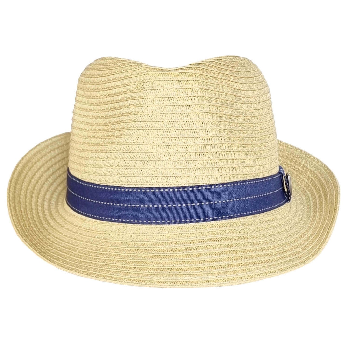 Straw Trilby Hat, Natural, Fedora Sun Hat, Front View