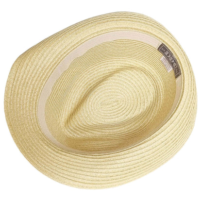 Straw Trilby Hat, Natural, Fedora Sun Hat, Lining View