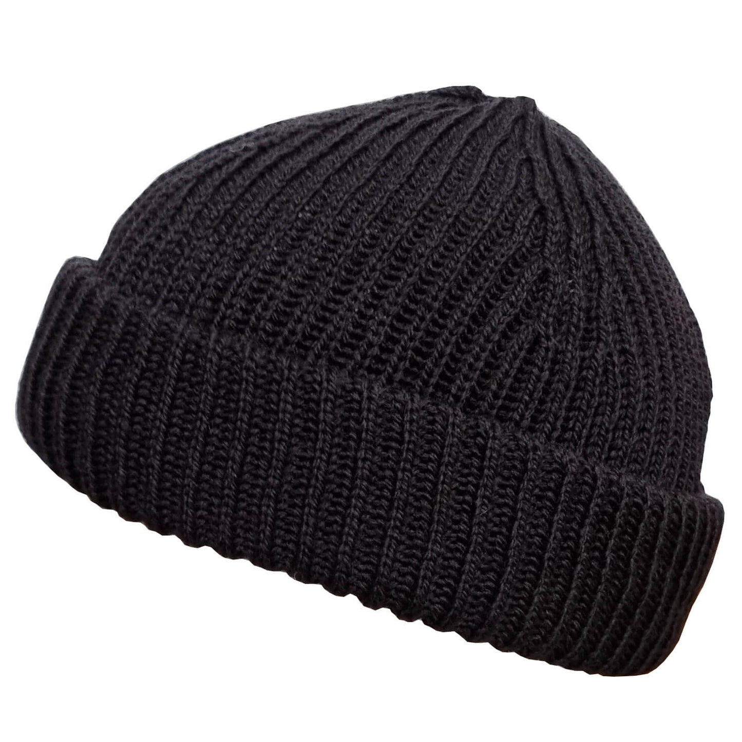 Short Beanie Hat, Black, Docker Hat