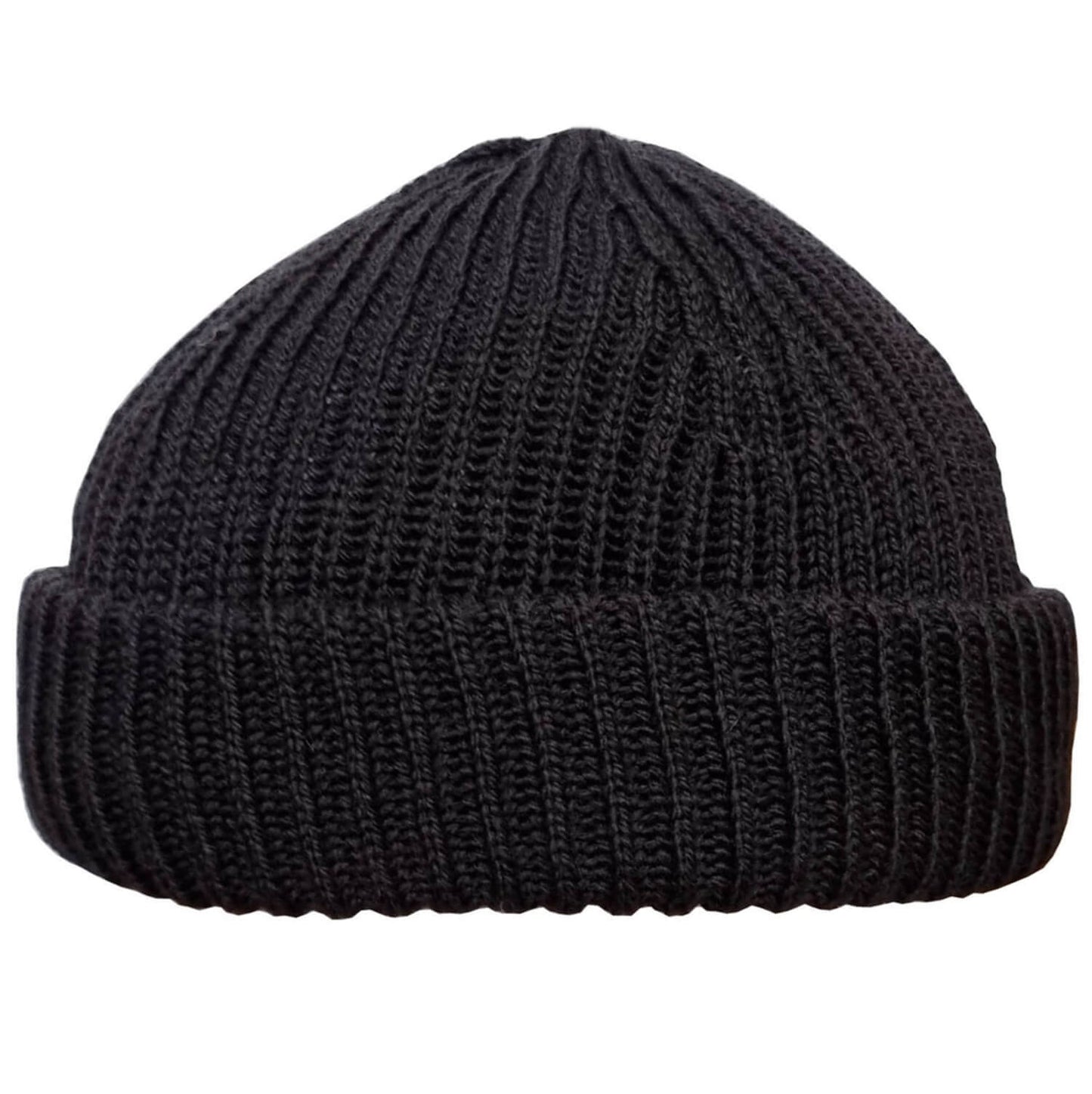 Short Beanie Hat, Black, Docker Hat, Side View