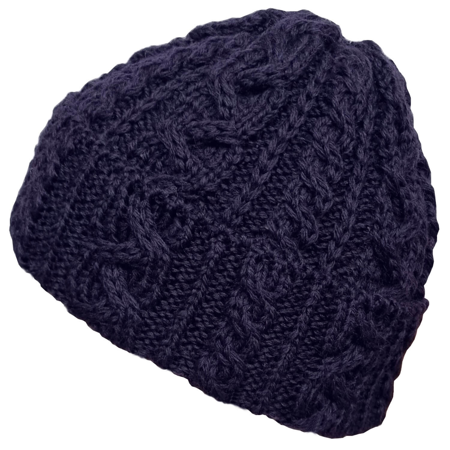 Cable Knit Beanie Hat, Navy Blue, Winter Hat