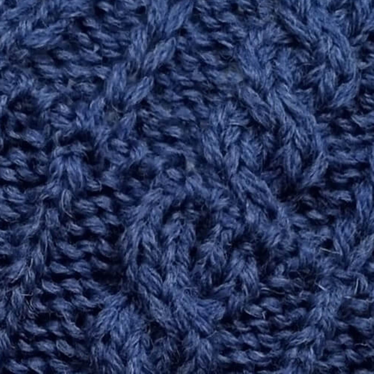 Cable Knit Beanie Hat, Indigo, Winter Hat, Close-up